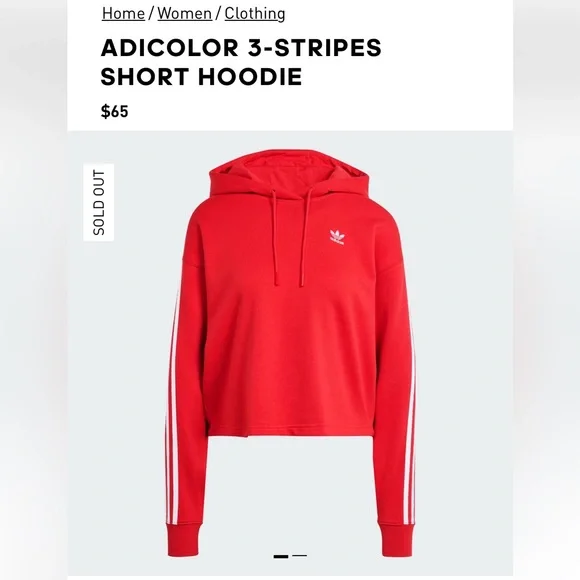 Adidas Adicolor 3-Stripes Short Hoodie M - Picture 4 of 5